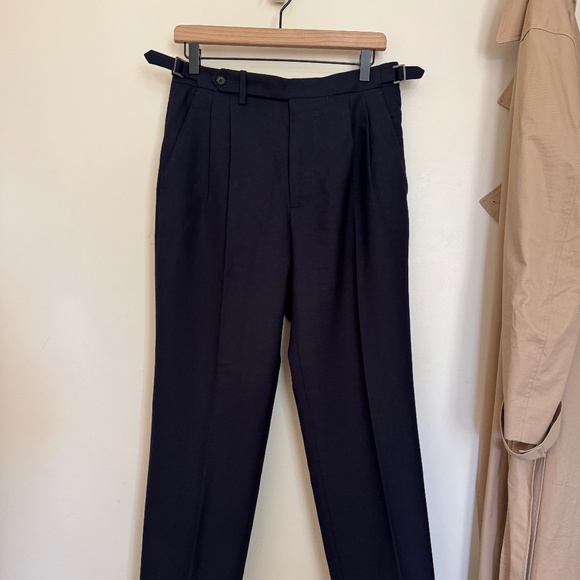 Berg & Berg Pleated Navy Trousers - SS24 - Excellent - Size 48 (30-32 US) - Picture 1 of 4